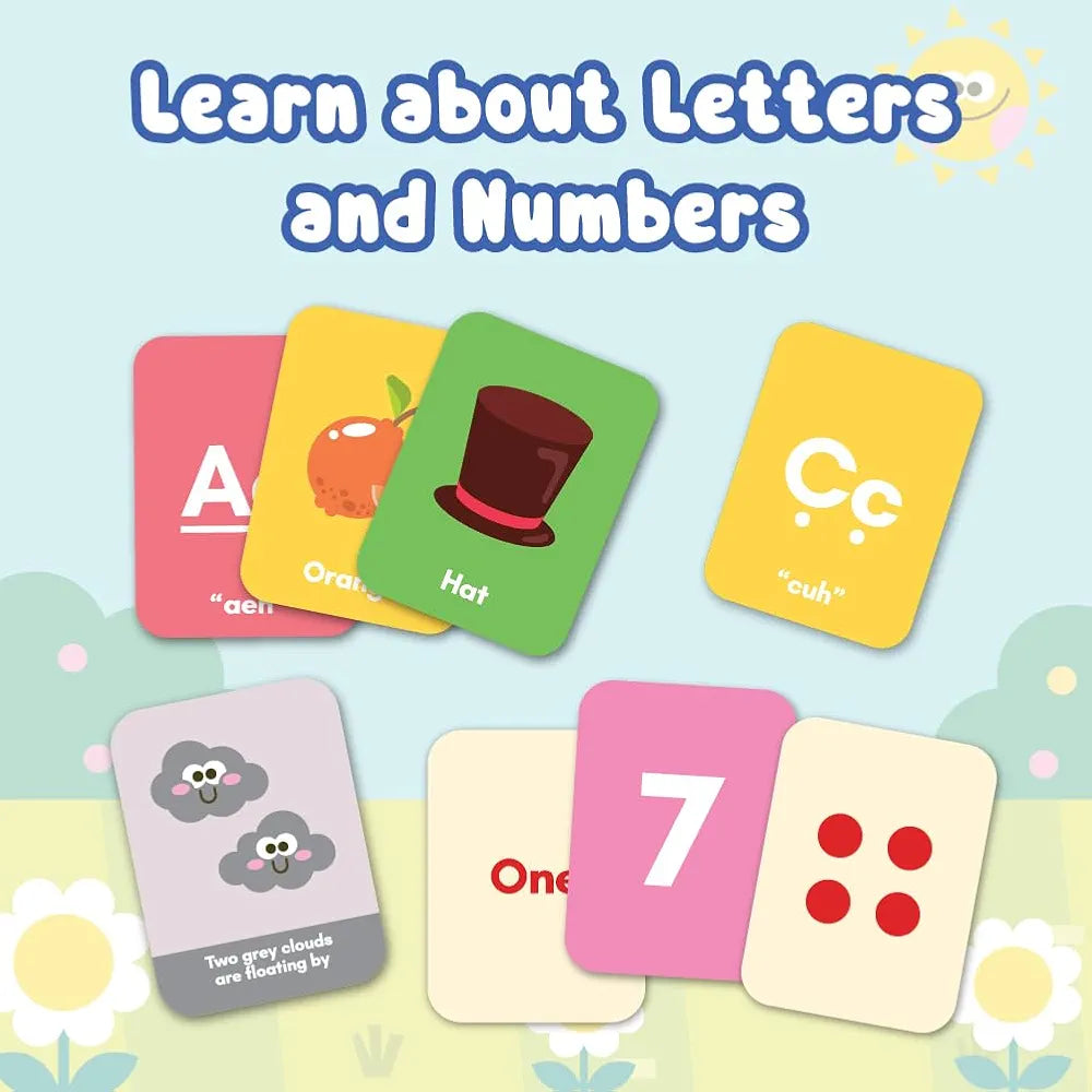 Binca Flash Cards for Toddlers - Letters & Numbers, 50 Thick Double-Sided Premium Cards with Phonics & Counting, Learning Tool for Preschoolers, Early Learning Toy, Gifts for Kids Ages 1, 2, 3 Years