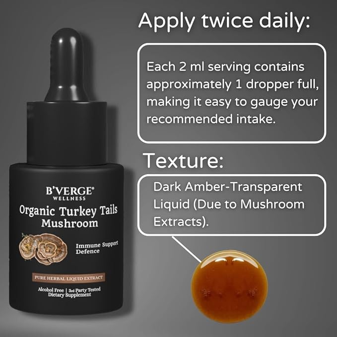 B'verge Turkey Tail Mushroom Liquid Extract Vegan Organic - 30 ml