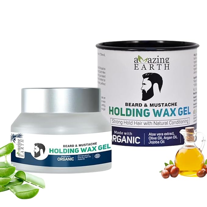 Amazing Earth Certified Organic Beard & Mustache Holding Wax Gel for Men - 50 gms