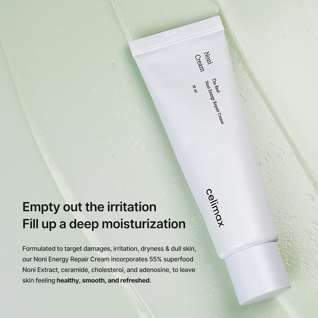 Celimax The Real Noni Energy Repair Cream (50ml) with 55% Noni Extract & Ceramides | Moisturizing, Soothing, Hydrating, Anti Aging, Brightening, For Wrinkle & Fine Line, Skin Repair For Sensitive Dry Oily Skin
