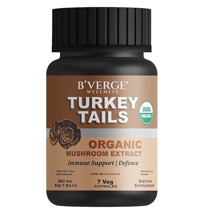 B'verge Turkey Tails Mushroom Capsules 500mg - 7 Capsules