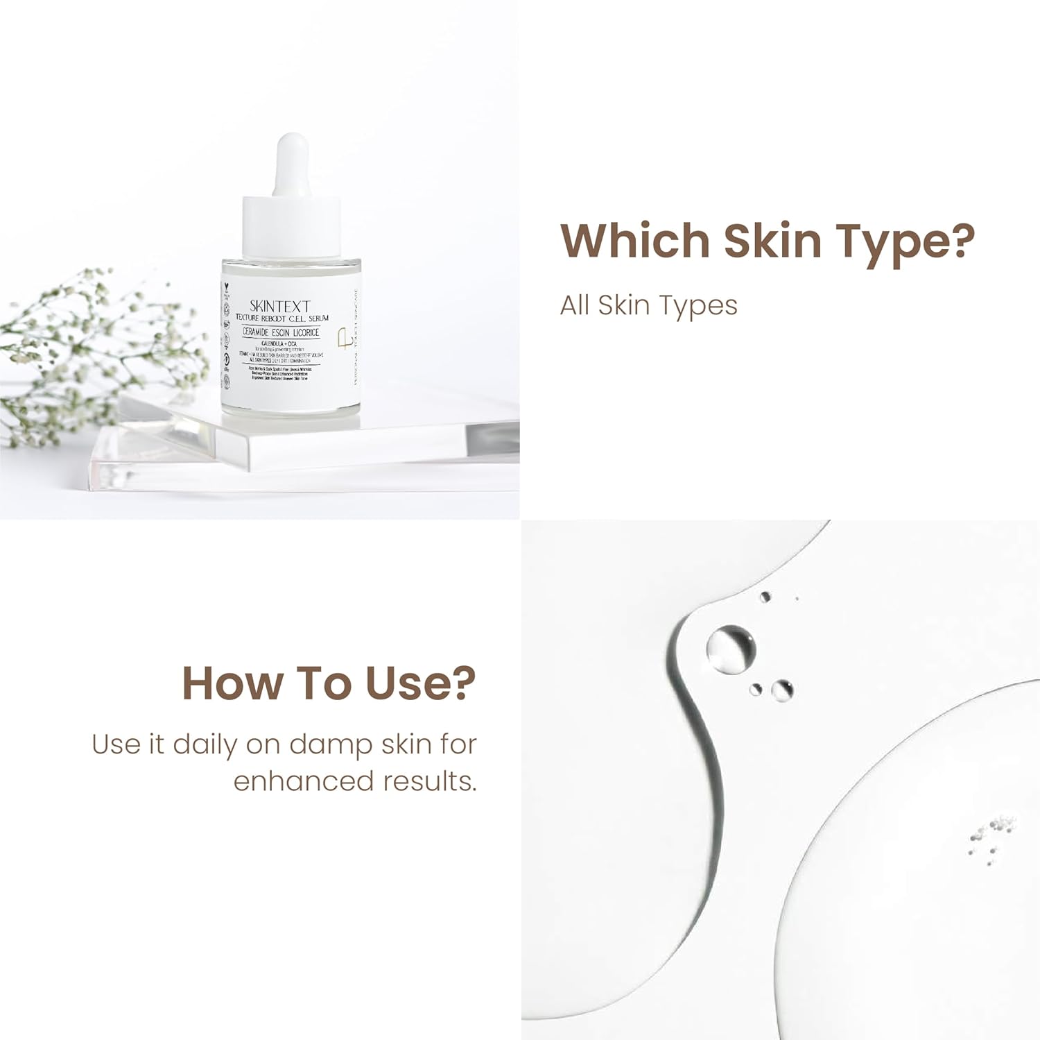 Personal Touch Skintext Texture Reboot C.E.L Serum | Skin Barrier Repair Serum for Strengthening & Volume Restoration | Ceramide, Escin & Licorice | Hydrating & Smoothing Face Serum | 30 ml