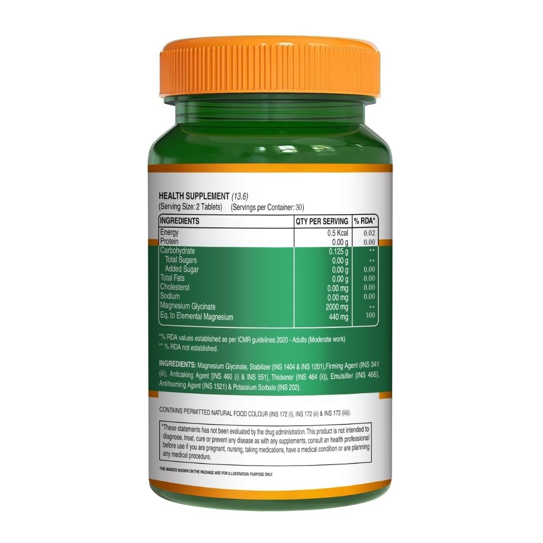 Pure Nutrition Chelated Magnesium Glycinate Supplement 2000mg - 120 Tablets | High Absorption Magnesium Supplements (Elemental 440mg) for Sleep, Cramps, Nerve Health, Relaxation, Bone & Joint Health