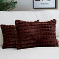 Homadorn Luxury Plush Fur Reversible Cushion Cover Ultra Soft & Cozy Brown