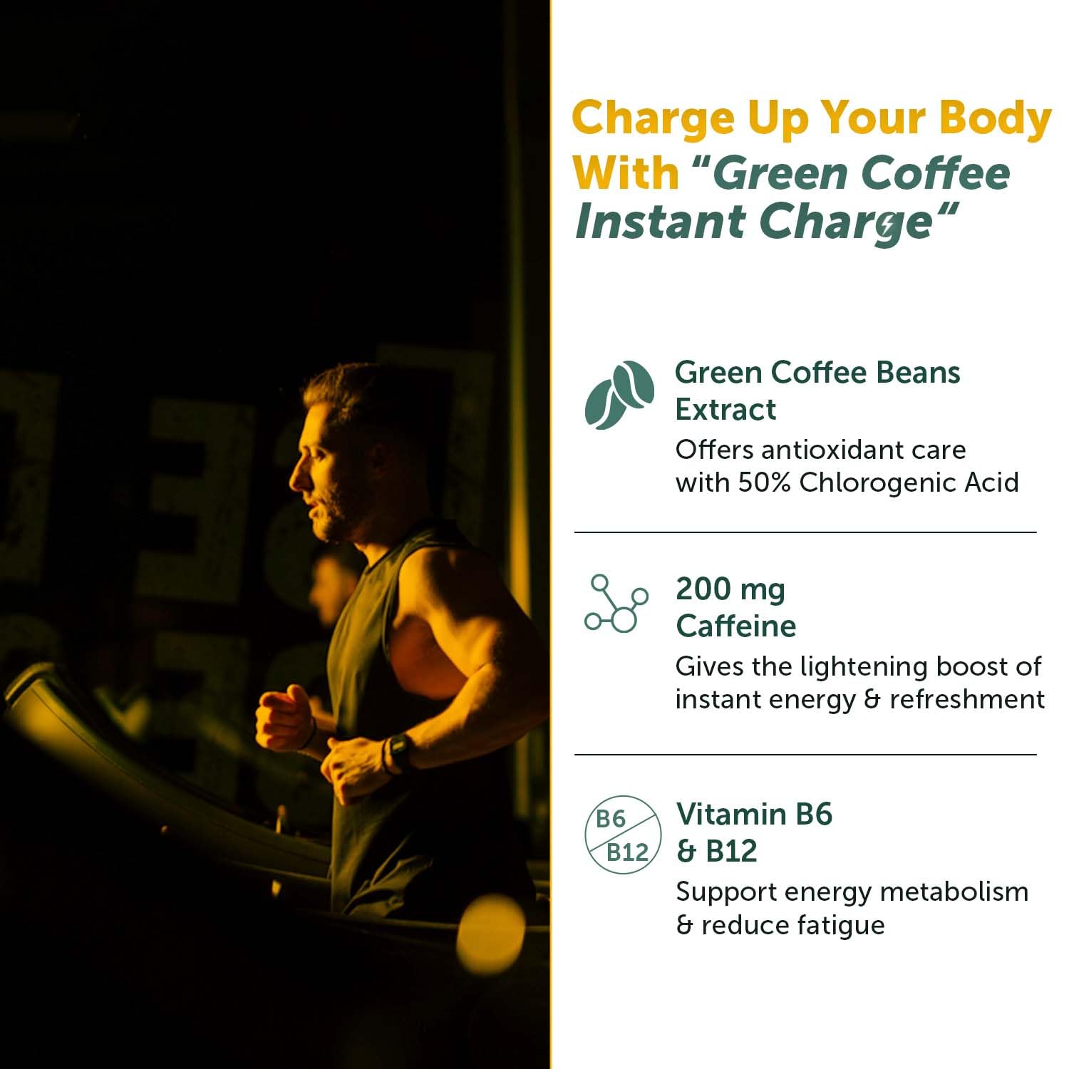Neuherbs Plant Based Green Coffee Instant Charge in Classic Coffee Flavour 20 effervescent tablets | Boost Metabolism | Natural Caffeine