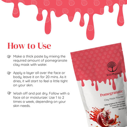 Wild Organic Pomegranate Clay Mask Powder - 100 gms