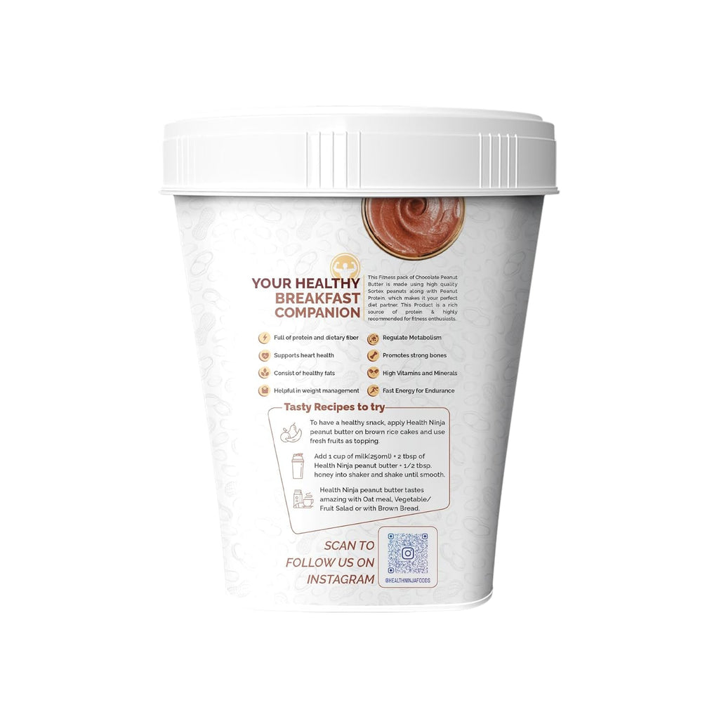 Health Ninja Dark Chocolate Peanut Butter,1kg | High Protein crunchy Peanut Butter Protein Spread for Fitness Lovers (Chocolate)