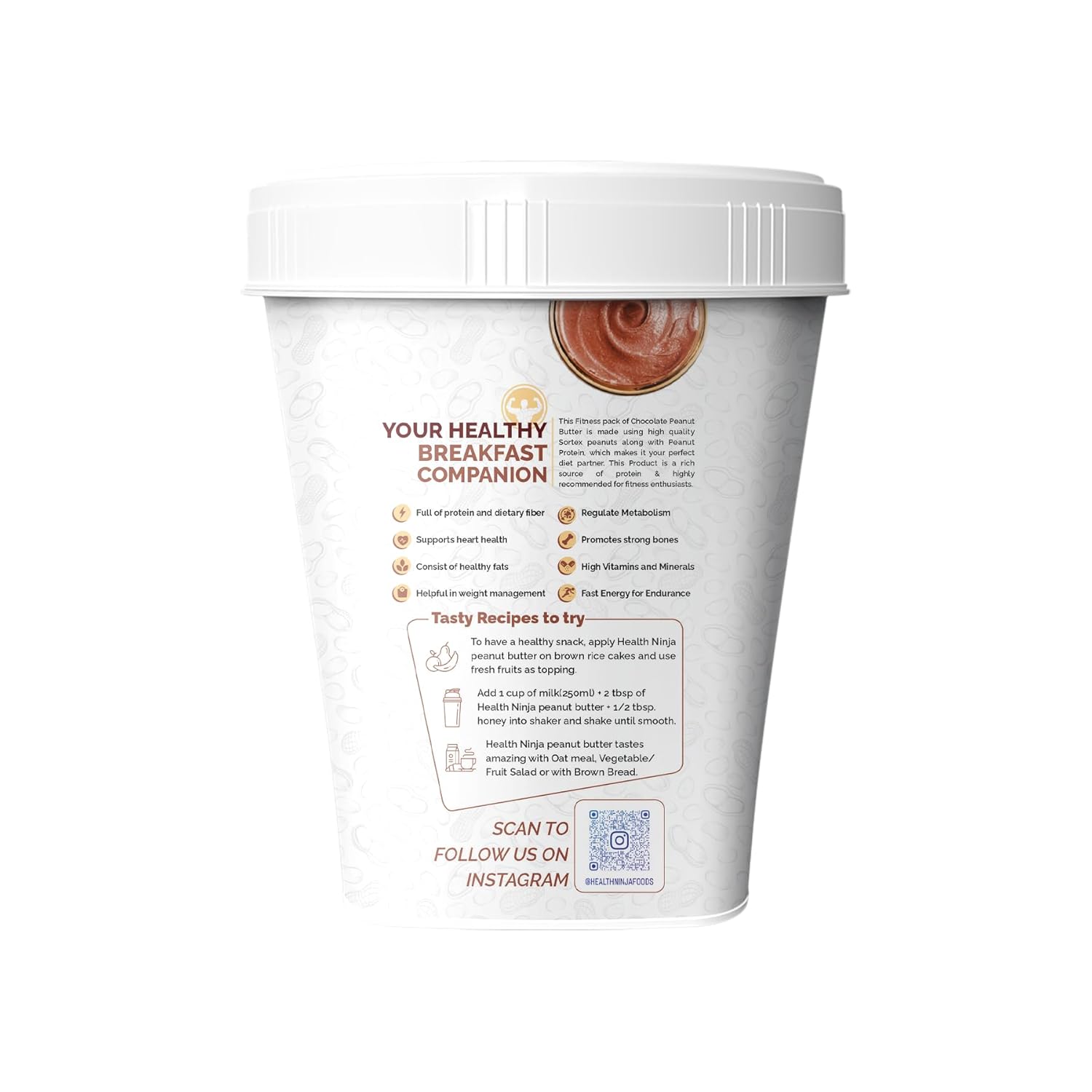Health Ninja Dark Chocolate Peanut Butter,1kg | High Protein crunchy Peanut Butter Protein Spread for Fitness Lovers (Chocolate)