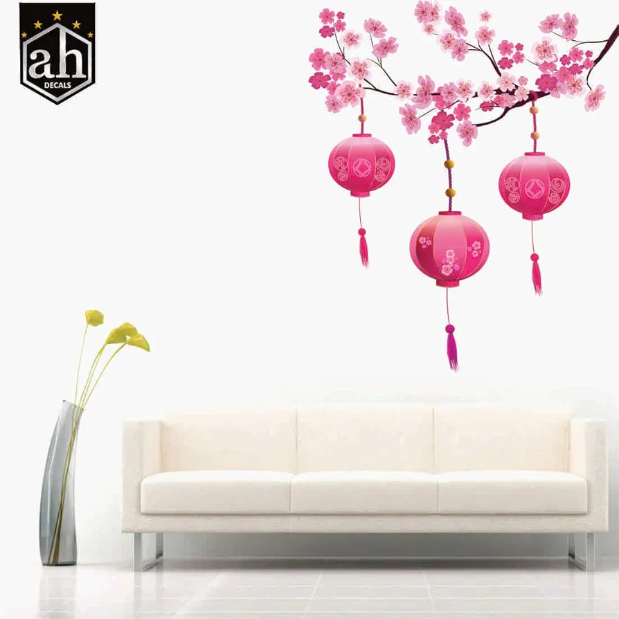 AH Decals Vinyl Decorative Cartoon Lamp Wall Stickers Chinese lamp