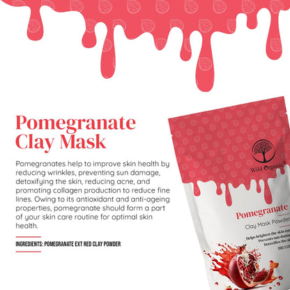 Wild Organic Pomegranate Clay Mask Powder - 100 gms