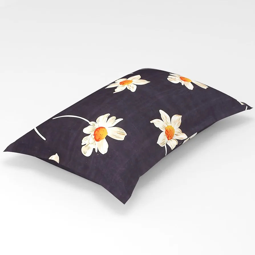 Homefab India 180 TC Microfiber Single BedSheet with 1 Pillow Cover Dark Grey Floral