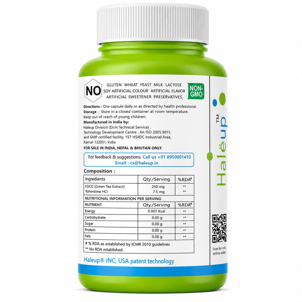 Haleup Yohimbine 7.5 mg Haleup USA, 60 capsules enriched with Green Tea Extract