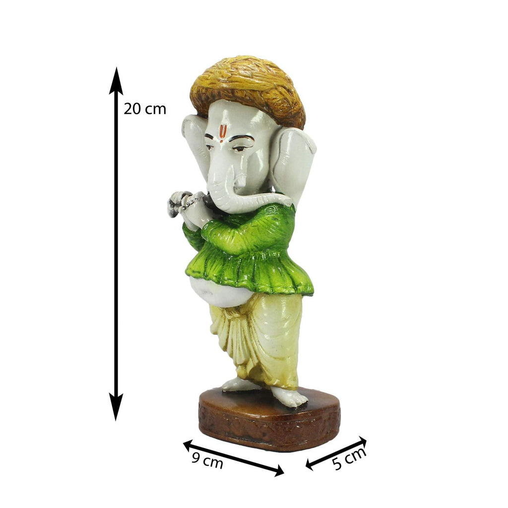 Ecraftindia Lord Ganesha Playing Instrument Statue | Green