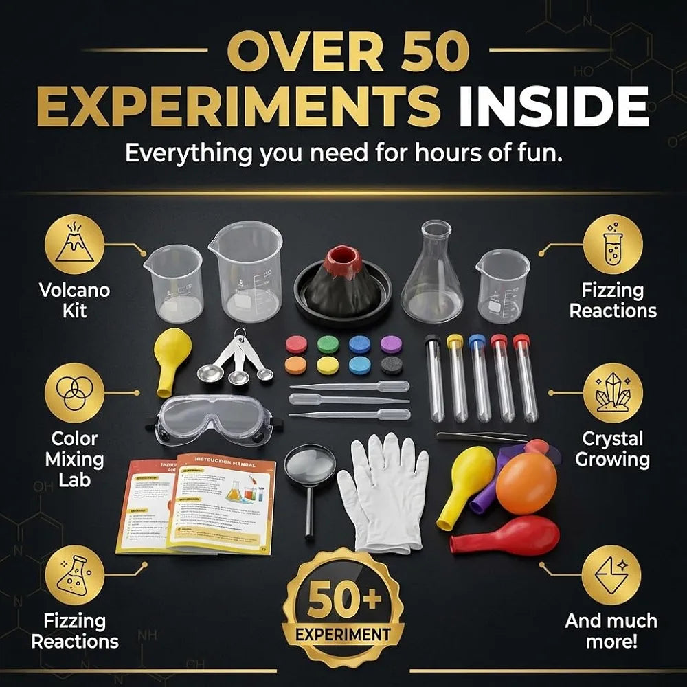 PW Junior Science Kit for Kids Age 4-14 Years Old, 50+ Science Experiments Including Diy