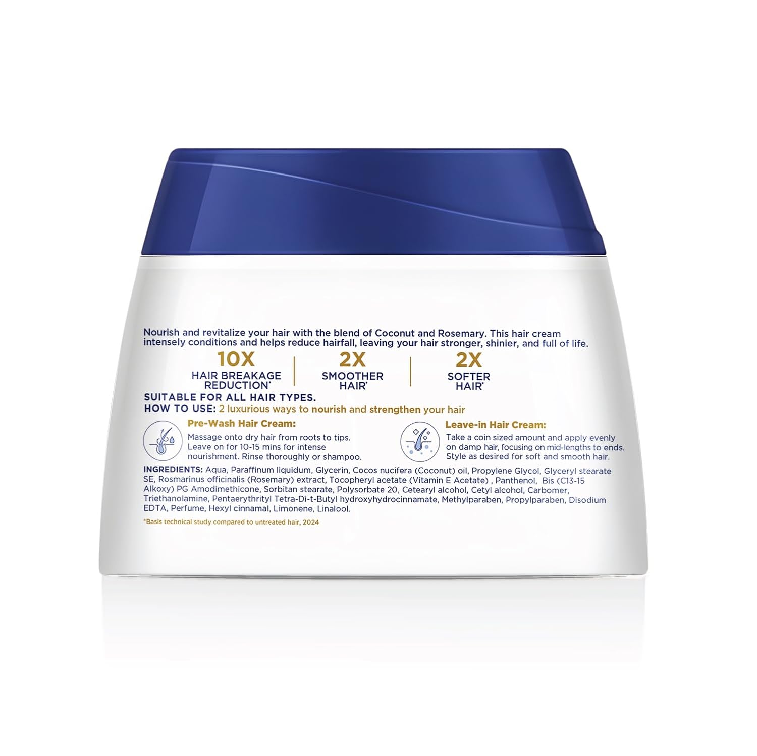 Parachute Advanced Coconut & Rosemary Hair Cream 210ml | Anti â€“ HairFall | 10X Breakage Reduction | 2X Smoother, Softer | For Men & Women