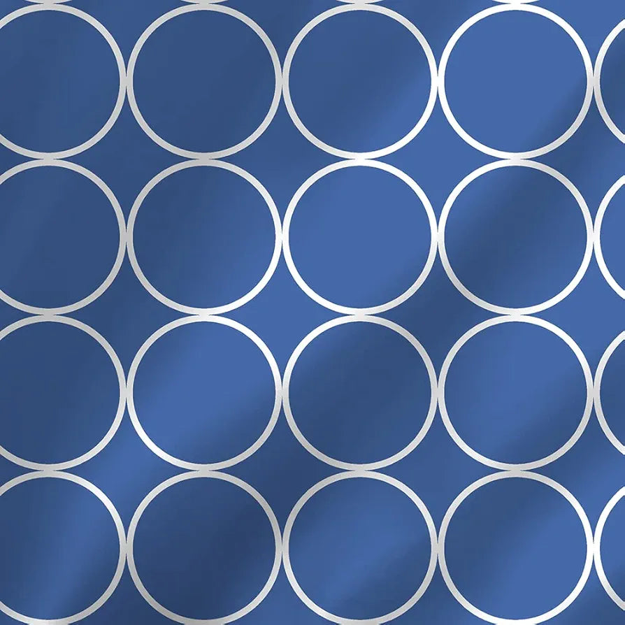 Layers Classic Cotton Bedsheet Set for All Seasons Lightweight 104 TC Queen Size Blue Circle Geometry Pattern
