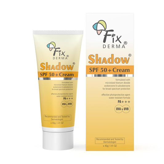 Fixderma Shadow Sunscreen SPF 50+ PA+++ Cream | Sunscreen for Dry Skin | No White Cast | UVA & UVB Protection | For Women & Men | Non Greasy & Water Resistant - 40 gm