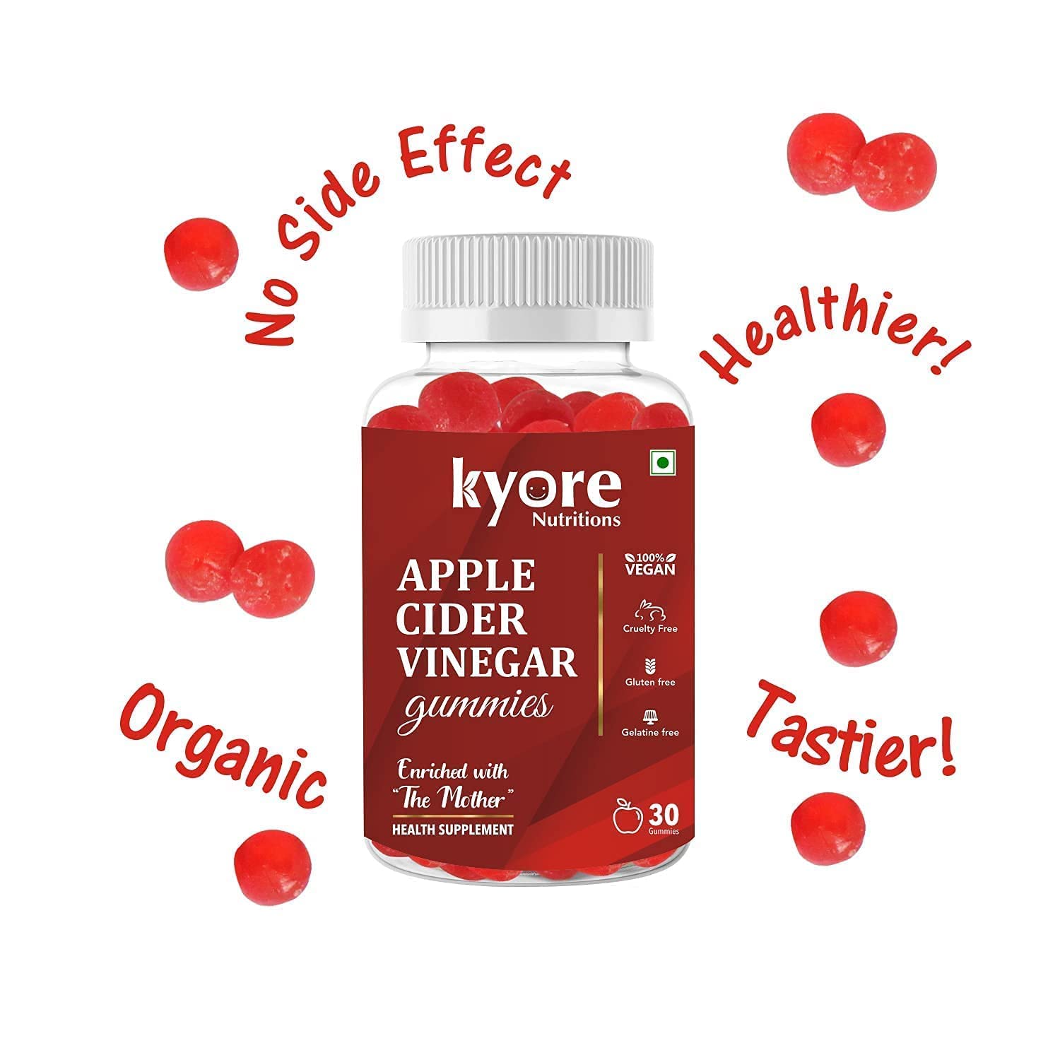 Nutritions ACV Gummies With Mother | Apple Cider Vinegar 30 Vegan Gummies For Women and Men | Formulated For Appetite Control, Improves Digestive and Gut Health