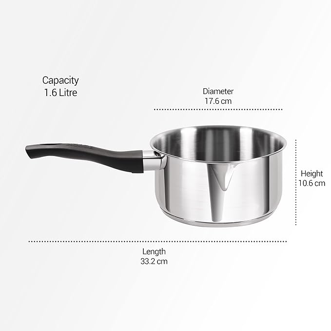 Milton Pro Cook Stainless Steel Tea Pan, 1.6 Litre 16 cm - 1410 gms