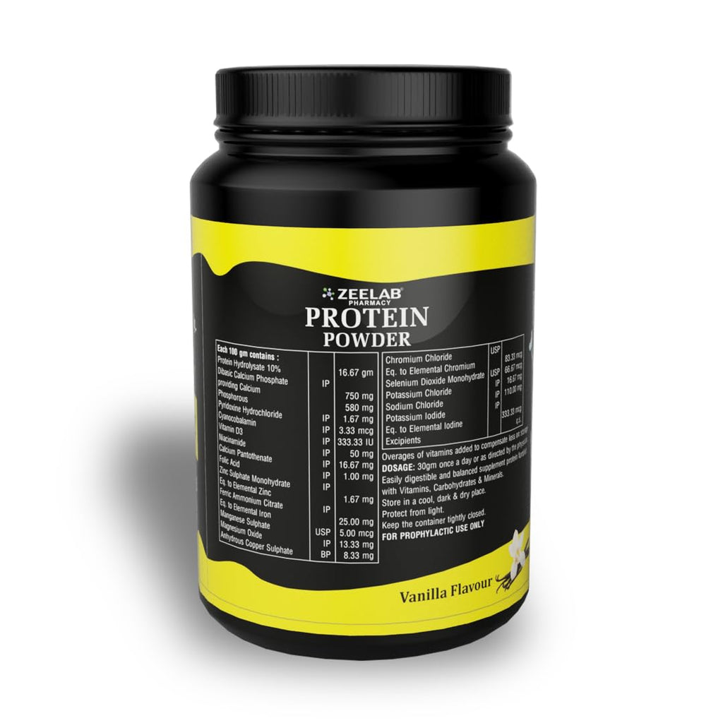 Zeelab Protein Powder 500g Vanilla Flavour | Health And Nutritional Protein Drink For All Age Group | 25 Vital Nutrients to Support Strength, Immunity and Active Life (Vanilla 500g)