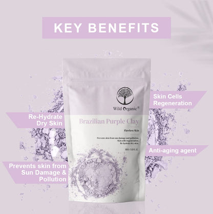 Wild Organic Brazilian Purple Clay Powder - 100 gms