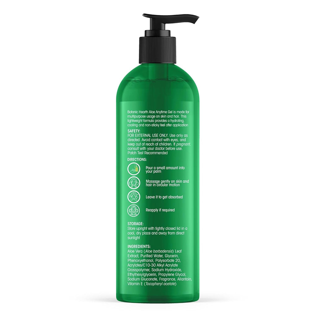 Botanic Hearth Aloe Vera Gel for Face, Skin & Hair – 250ml - 100% Natural, Sunburn Relief, Skin Calming, Deep Hydration & Repair with Aloevera, Non-Greasy, Moisturizing Formula for Men & Women