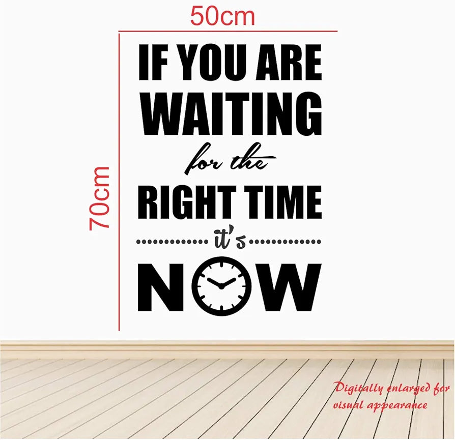 StickMe The Right Time is Now Motivational Quote Wall Sticker Vinyl Decal Multicolour Self Adhesive Wall Art (70x50 cm)