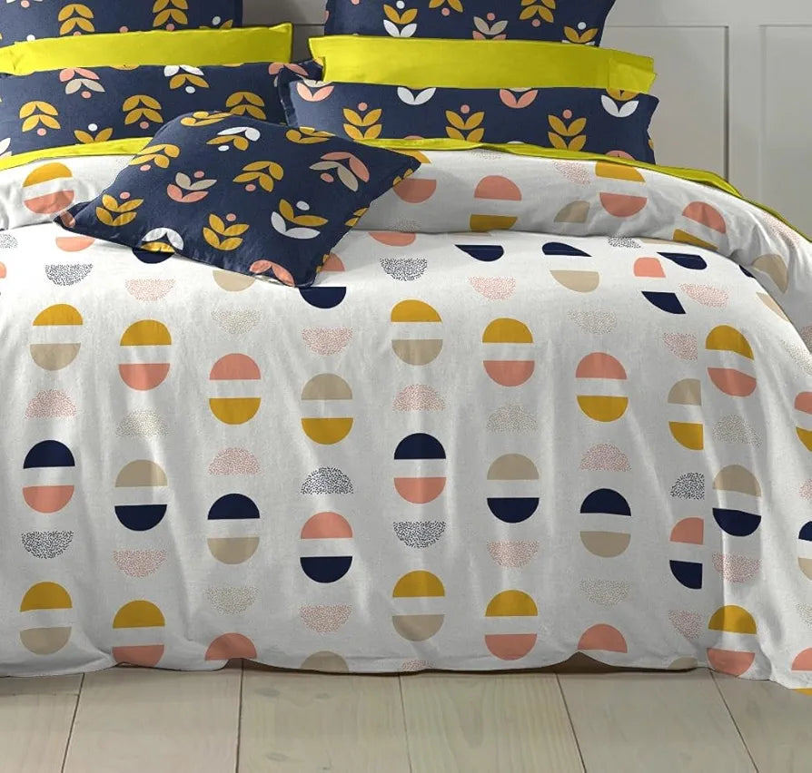 The Home Style Cotton Elastic Fitted All Around Printed Queen Size Double Bed Bedsheet wih 2 Pillow Cover White Dove