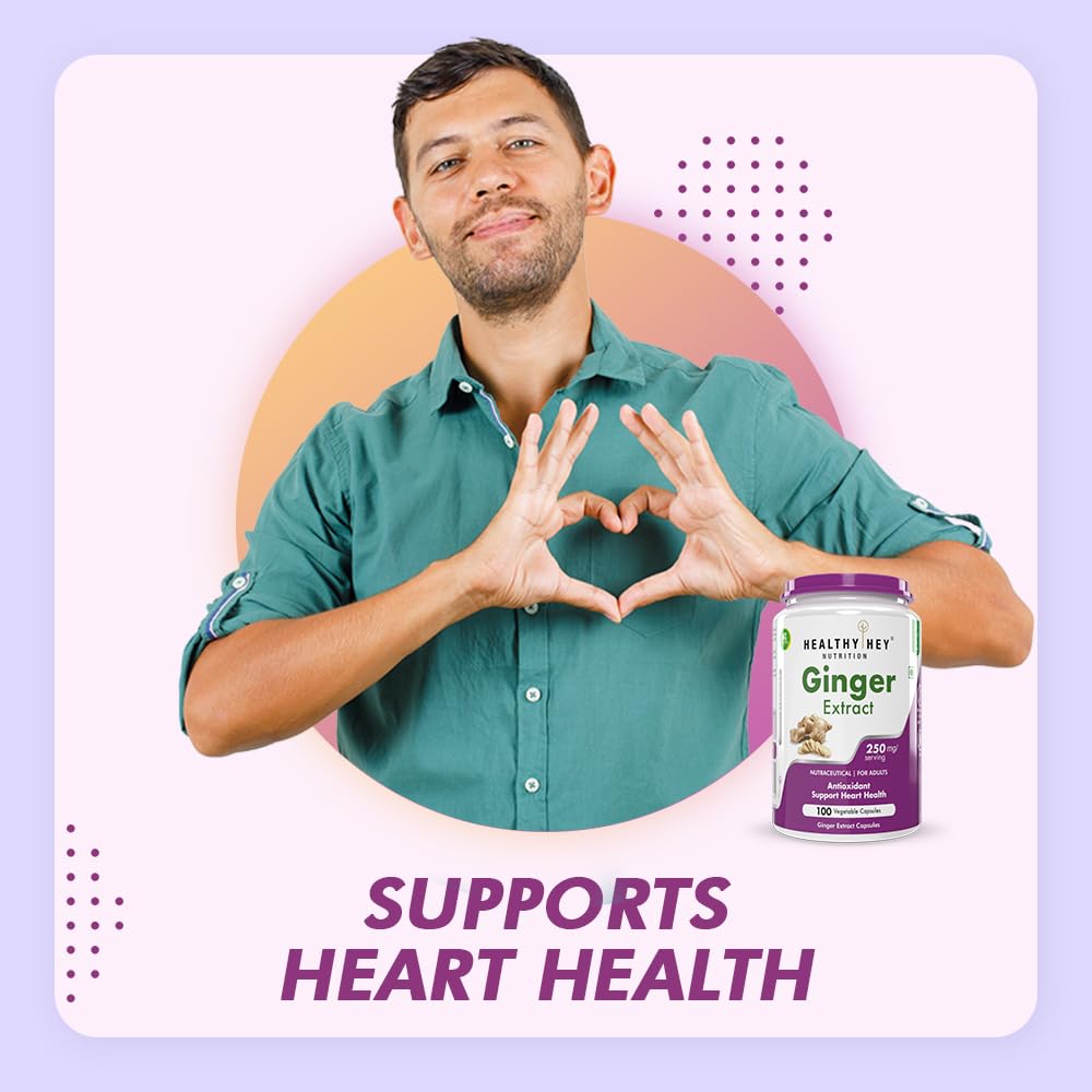 HealthyHey Nutrition Ginger Extract 5% Gingerols -100 Veg Capsules