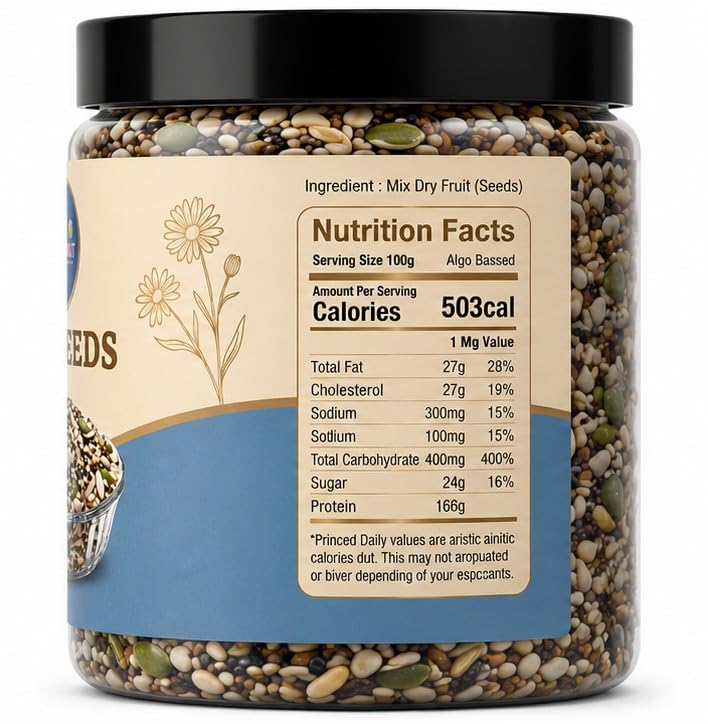 MORVI NUT 5 in 1 Seeds Mix 100g - Edible Seeds | Healthy Super Seed Combo | Healthy Snacks | 100% Natural and Roasted Mix Seed for Eating Diet Snacks Perfect for Giftings