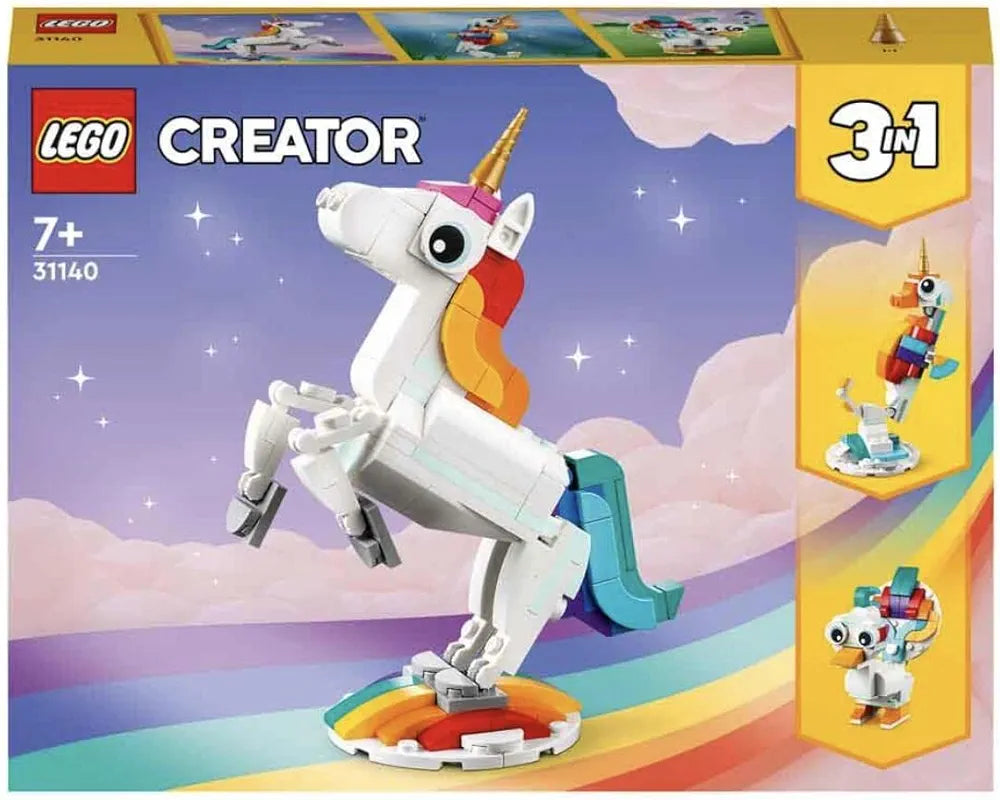 Lego Creator Magical Unicorn 31140 Building Toy Set, with Unicorn, Seahorse and Peacock Models for Kids Aged 7+