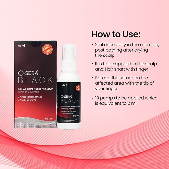 Qsera Black Anti Sun And Anti Ageing Hair Serum - 60 ml
