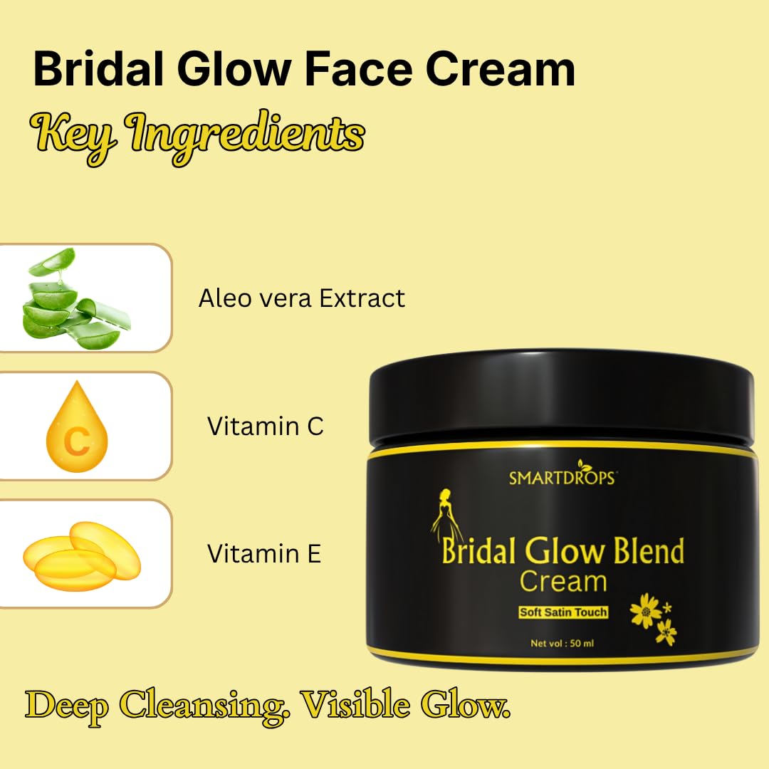 Smartdrops Bridal Glow Blend Night Cream | Bridal Night Cream | Triple Whitening Night Cream | Night cream original | Skin Whitening creaM | Day and Night Beauty cream | Suitable For All Skin Types | 50 ml
