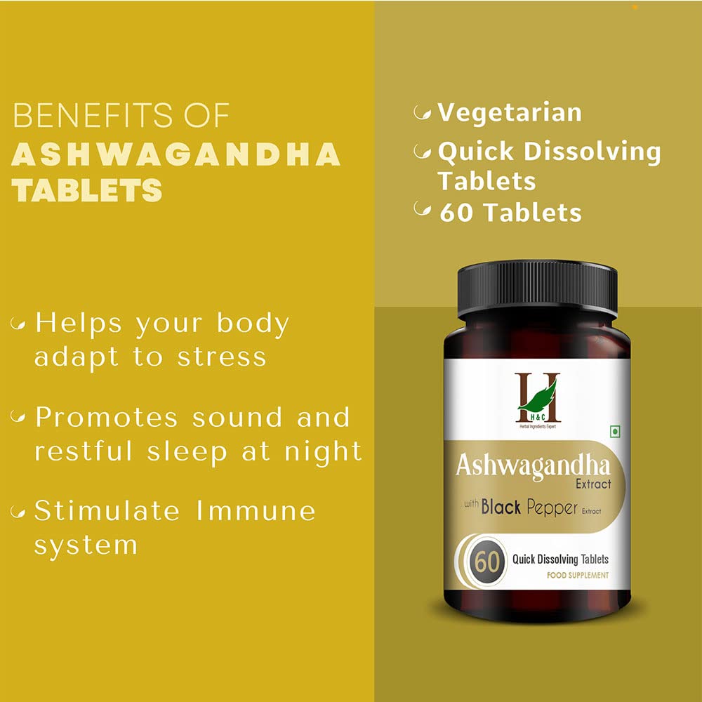 H&C Ashwagandha Extract with Black Pepper - 60 Tablets