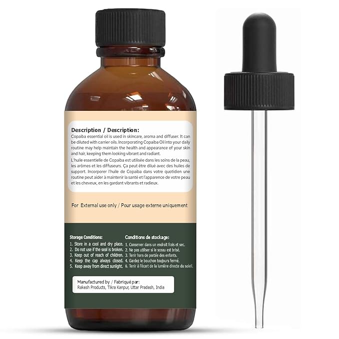 Organic Zing Copaiba (Copaifera Officinalis) Oil | Essential Oil for Skincare, Aroma and Diffusers - 30 Ml