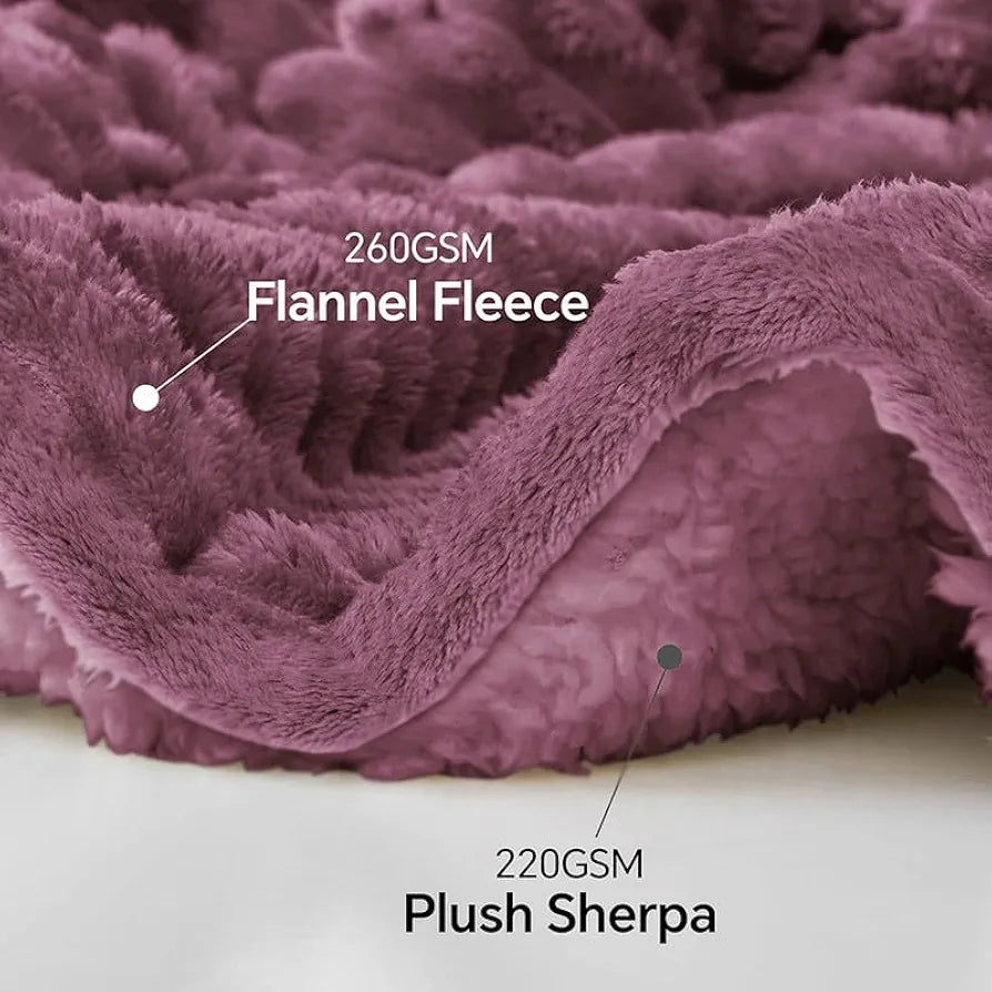 Homekart Pencil Pattern Flannel Fleece Sherpa Blanket Soft Plush Fluffy Season AC and Mild Winter Reversible Blanket Single Bed Pink