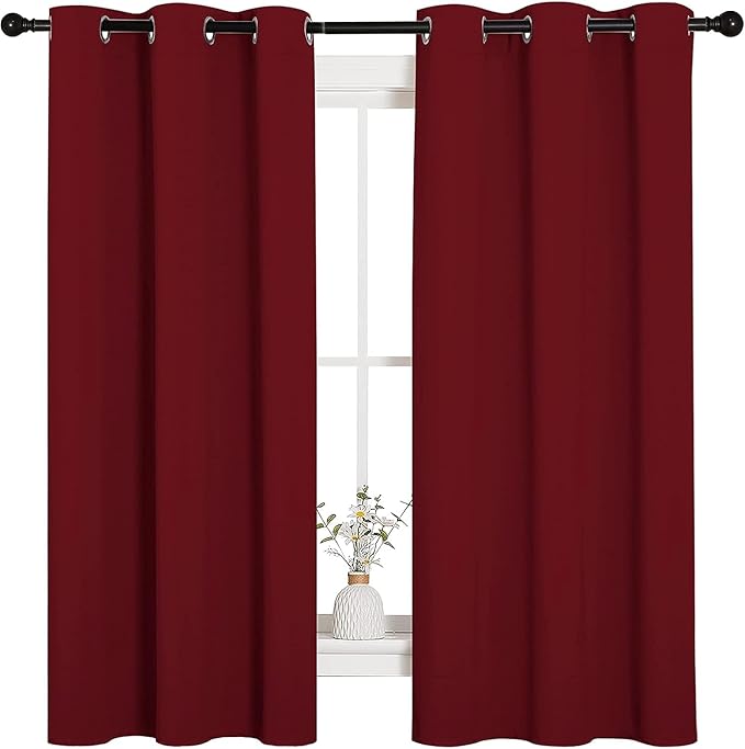 Loomlyfe Thermal Insulated Eyelet With 3 Layers Weaving Technology Superior 2 Piece Plain Solid Window Curtains | 5 Feet | Maroon