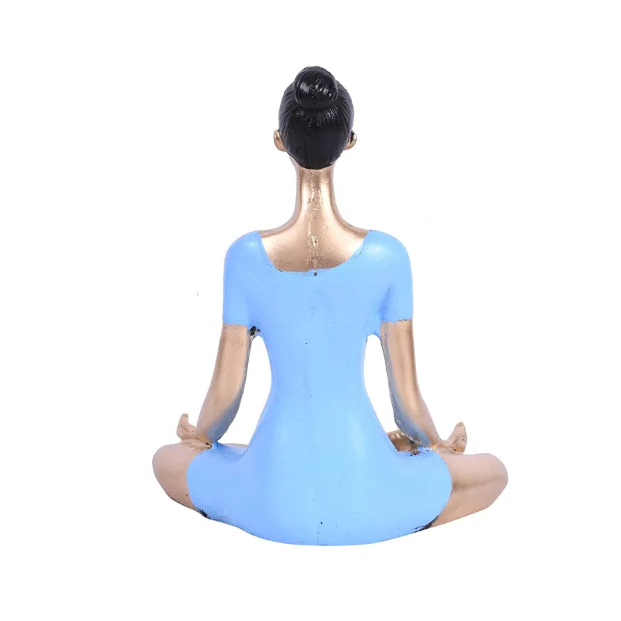 Jaipur Ace Yoga Lady Polyresin Face Gold Blue Themed Statue Sculptures Creative Abstract Design Yoga Lady 2