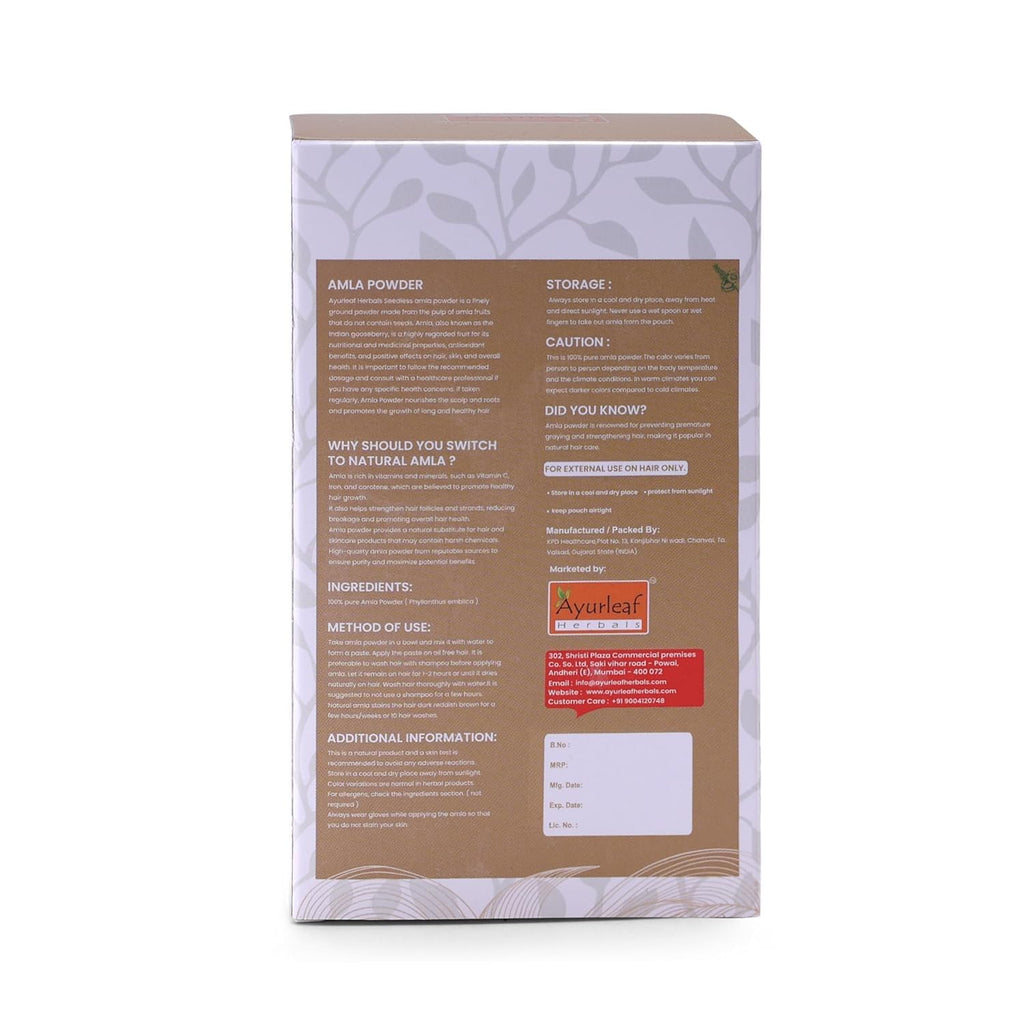 Ayurleaf Herbals Amla Powder for Hair Growth, Skin - 200 Gms