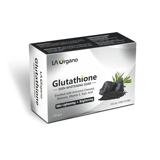 La Organo Glutathione Activated Charcoal Skin Whitening Soap for All Skin Type - 100 Gms