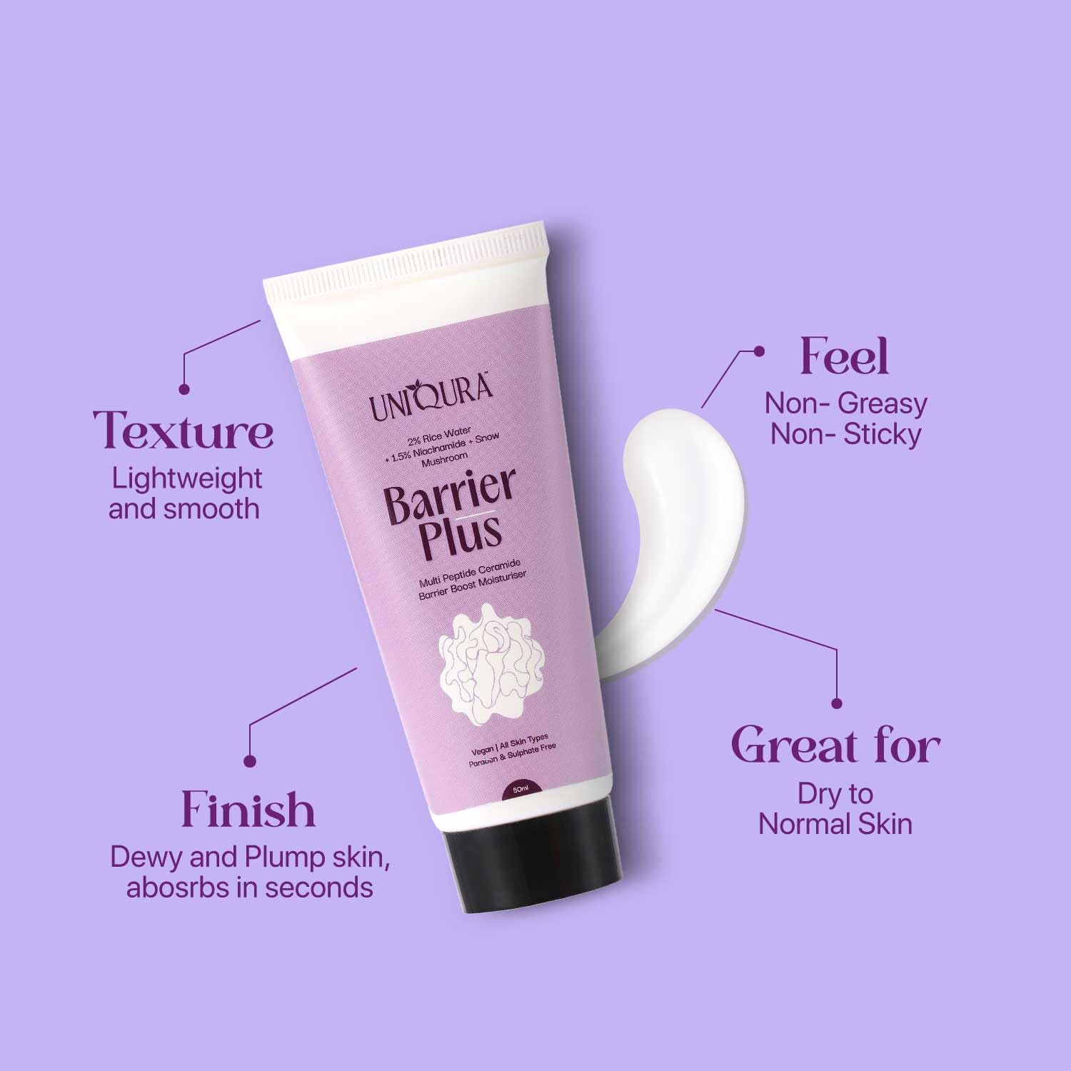 Peptide & Ceramide Moisturizer Cream for Face | 24Hr Hydration & Anti-Aging Barrier Repair | With Hyaluronic Acid, Aloe Vera, Niacinamide & Snow Mushroom | Moisturizer for Dry Skin & Oily Skin | Daily Use Face Cream for Women & Men | 50 ML