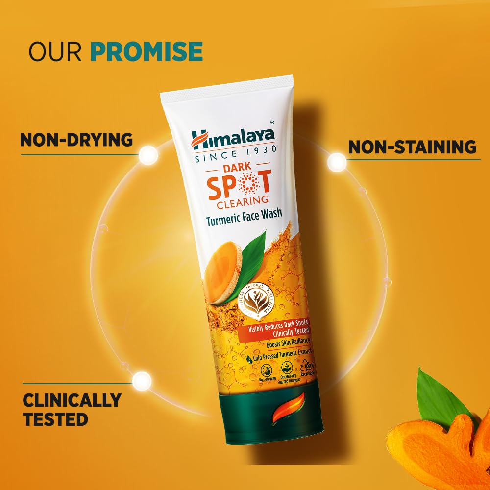 Himalaya Dark Spot Clearing Turmeric Face Wash | Reduce dark spots in 7 days | Organically sourced & Cold-pressed turmeric | 50ml