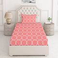 Layers Cotton Bedsheet for Single Bed with 1 Pillow Cover Light Weight Breathable Classic Collection Pink Circle Geometry Pattern