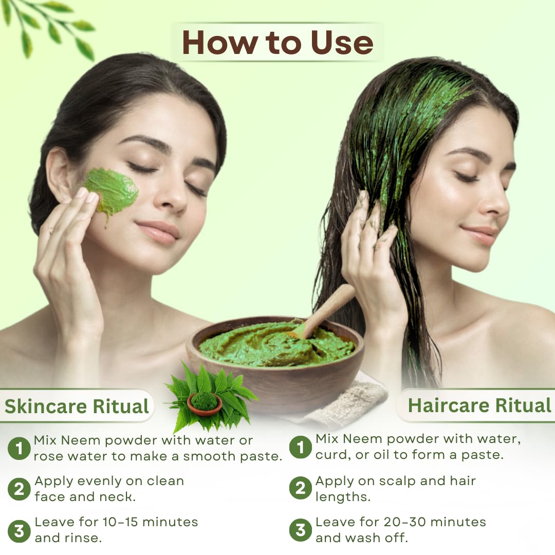Smartdrops Neem Powder for Hair Scalp Care and Hair Pack Preparation DIY Hair Mask Mixing Powder for Weekly Routine | Neem Powder for Skin Face Pack Preparation Refreshing Skin Care | 100g (Pack-1)