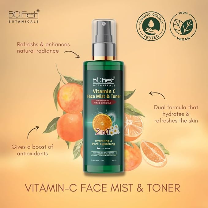 BioFresh Botanicals Vitamin C Face Mist & Toner 2 in 1 Hydrating - 200 ml