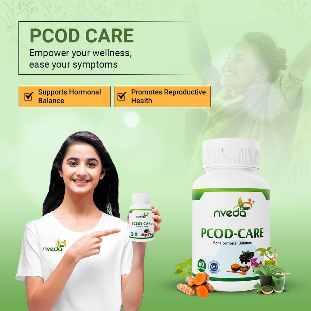 Nveda Ayurvedic herbs based PCOS/PCOD Care Tablets, PCOS Supplements for Women Regular Menstrual Cycle & Hormonal Balance (60 capsules)