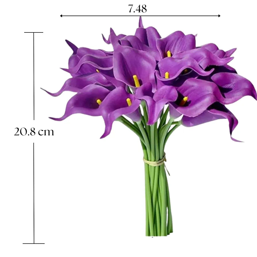 Artificial Foam Tulip Lily Flower Sticks 5 Pcs Purple