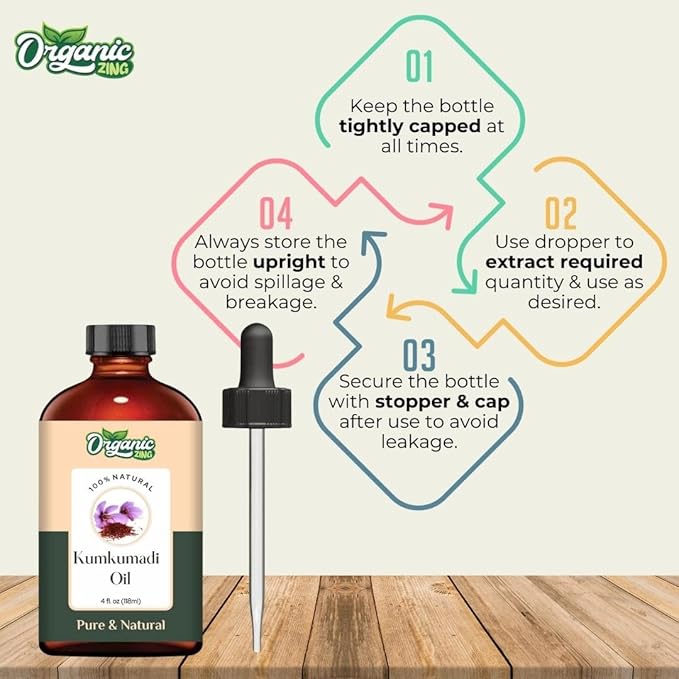 Organic Zing Kumkumadi (Crocus Sativus) Oil | Carrier Oil for Skincare & Massage - 118 Ml