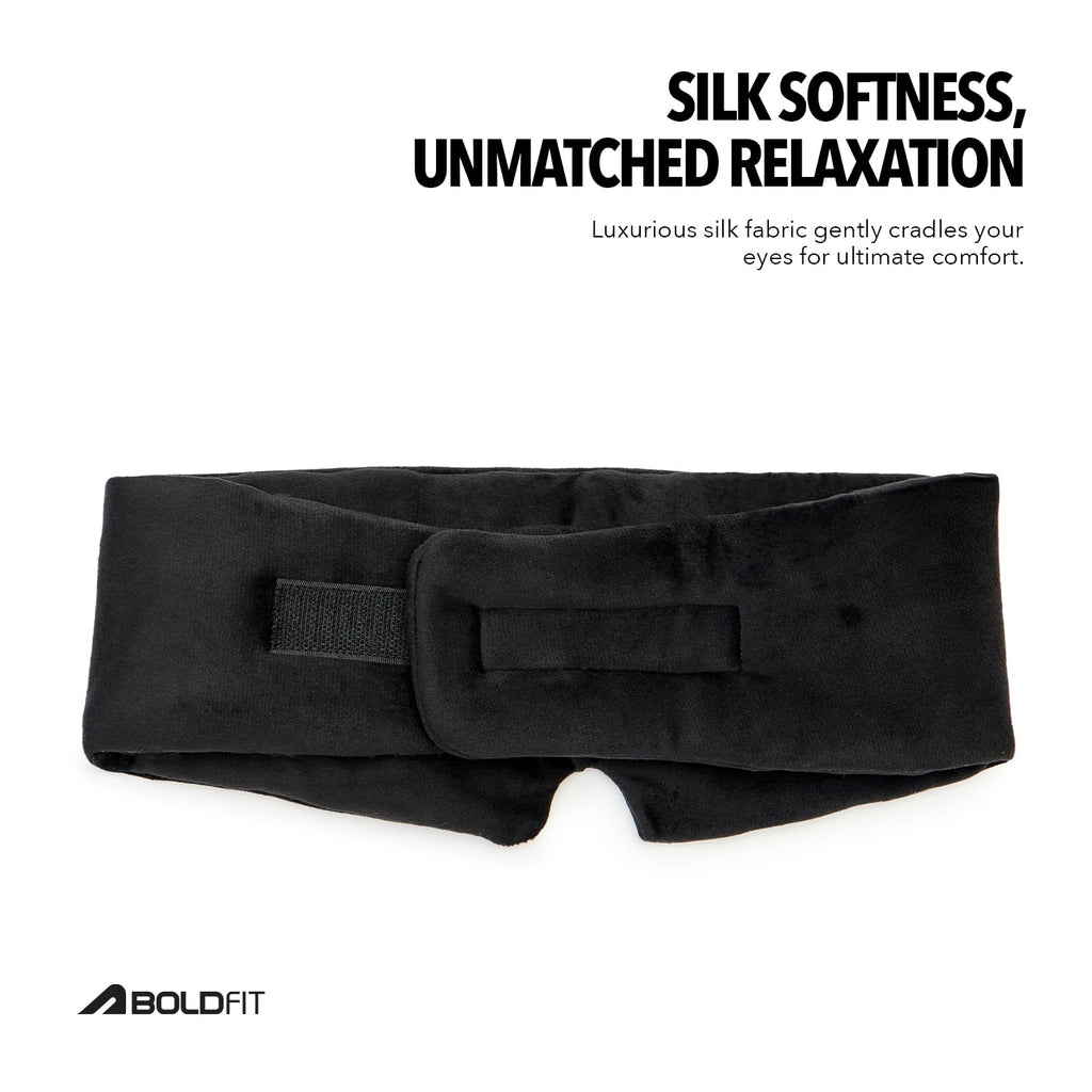 Boldfit Silk Eye Mask For Sleeping Men Adjustable Super Soft Eye Mask For Comfortable Sleep Travelling Sleeping Mask Sleep Mask Pad Large -Black