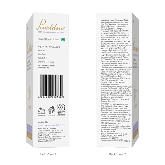 Pearldew Deep Cleasing Masque - 100 Gms | Pack of 2